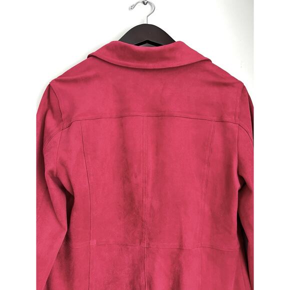 Chico's Faux Suede Peplum Jacket Red Women's Sz 0 US 4/6 Classy Career Lagenlook - Picture 10 of 11